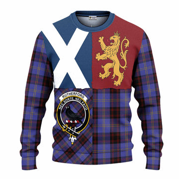 Rutherford Crest Tartan Knitted Sweater with Lion Rampant Saltire Style