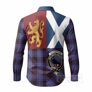 Rutherford Crest Tartan Long Sleeve Button Shirts with Lion Rampant Saltire Style