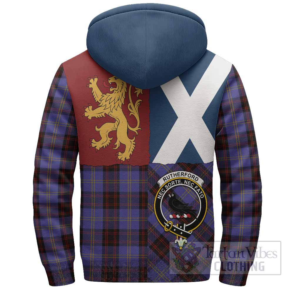 Rutherford Crest Tartan Sherpa Hoodie with Lion Rampant Saltire Style