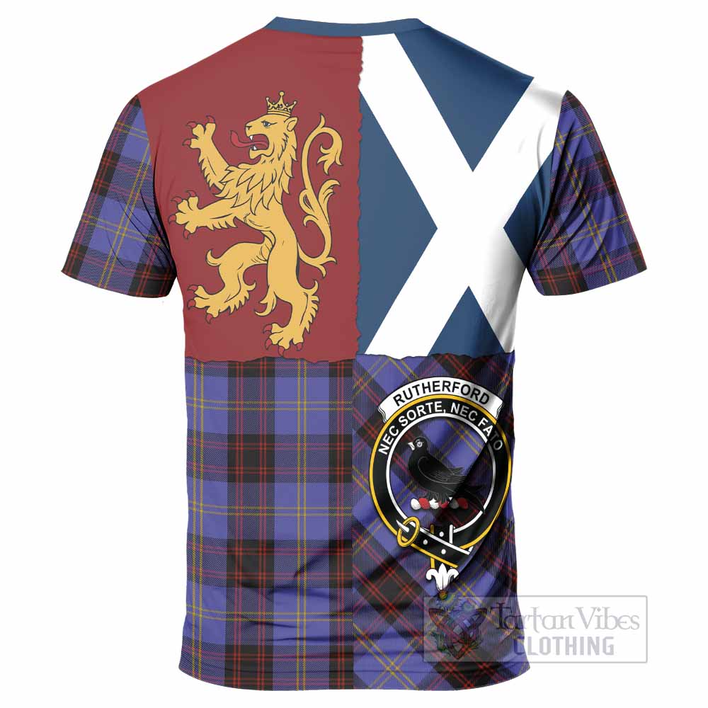 Rutherford Crest Tartan T-Shirt with Lion Rampant Saltire Style
