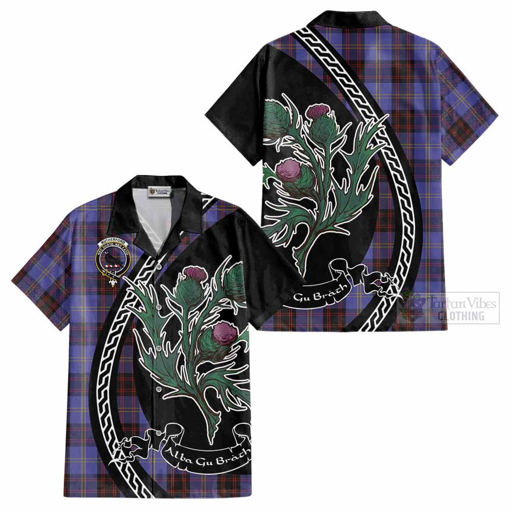 Rutherford Family Crest Tartan Cotton Hawaiian Shirt Alba Thistle Inspired - Tartan Vibes Clothing