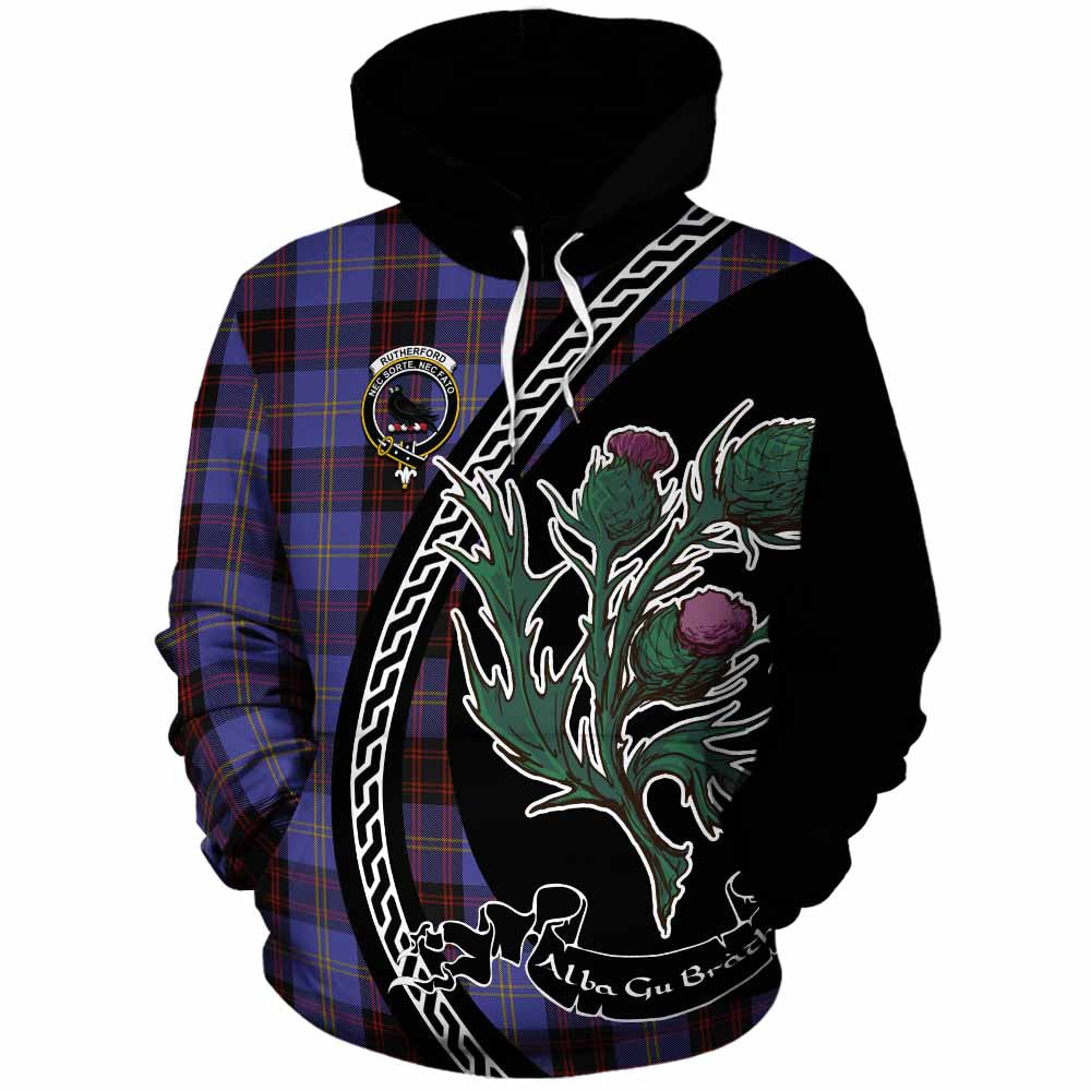 Rutherford Family Crest Tartan Cotton Hoodie Alba Thistle Inspired - Tartan Vibes Clothing