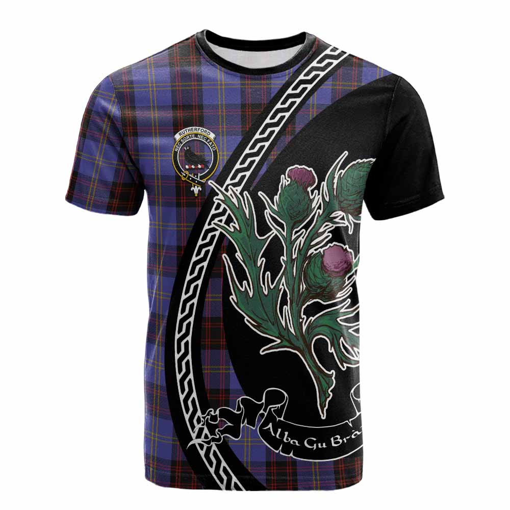 Rutherford Family Crest Tartan Cotton T-shirt Alba Thistle Inspired - Tartan Vibes Clothing