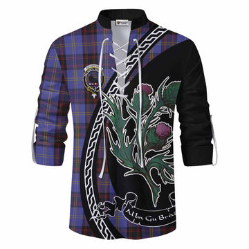 Rutherford Family Crest Tartan Ghillie Shirt Alba Thistle Inspired