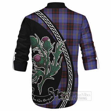 Rutherford Family Crest Tartan Ghillie Shirt Alba Thistle Inspired