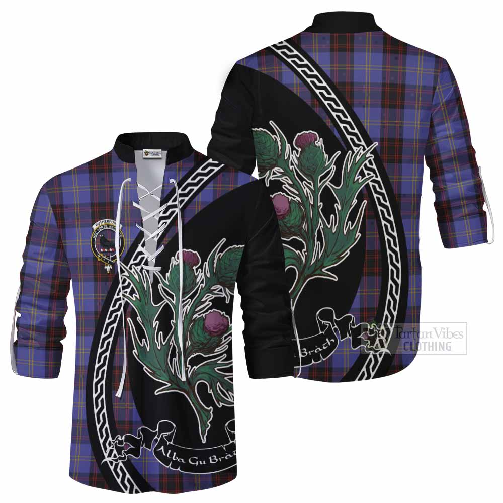 Rutherford Family Crest Tartan Ghillie Shirt Alba Thistle Inspired - Tartan Vibes Clothing