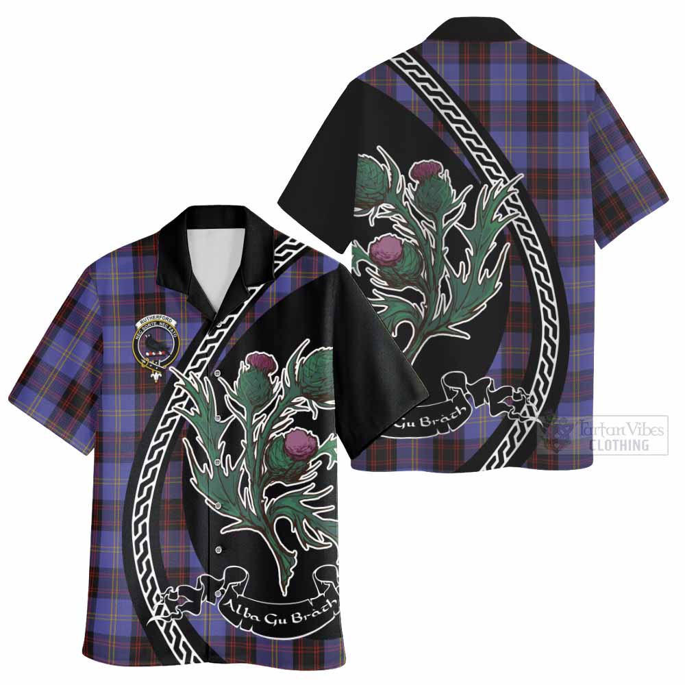 Rutherford Family Crest Tartan Hawaiian Shirt Alba Thistle Inspired - Tartan Vibes Clothing