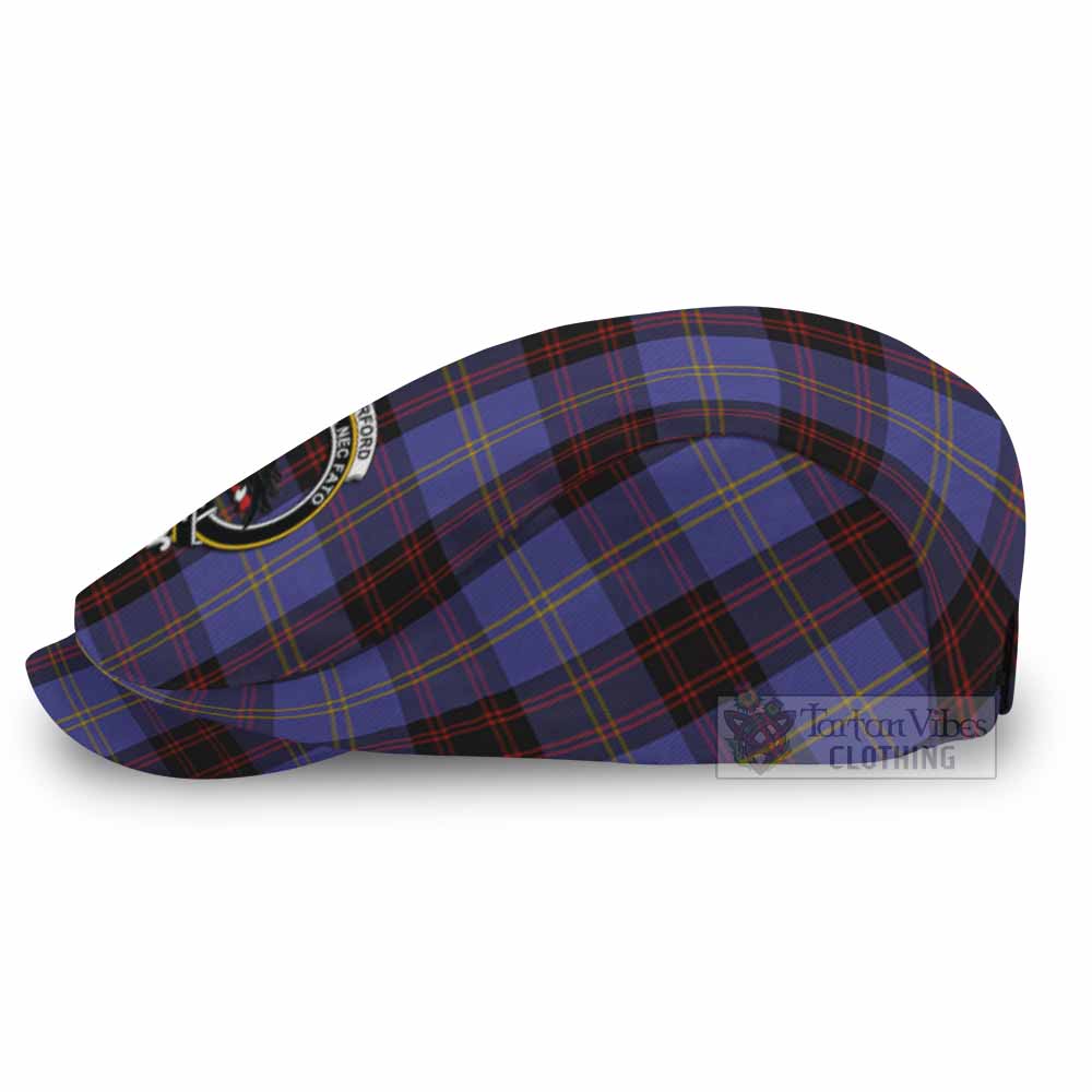 Rutherford Family Crest Tartan Jeff Cap, Tartan Flat Cap
