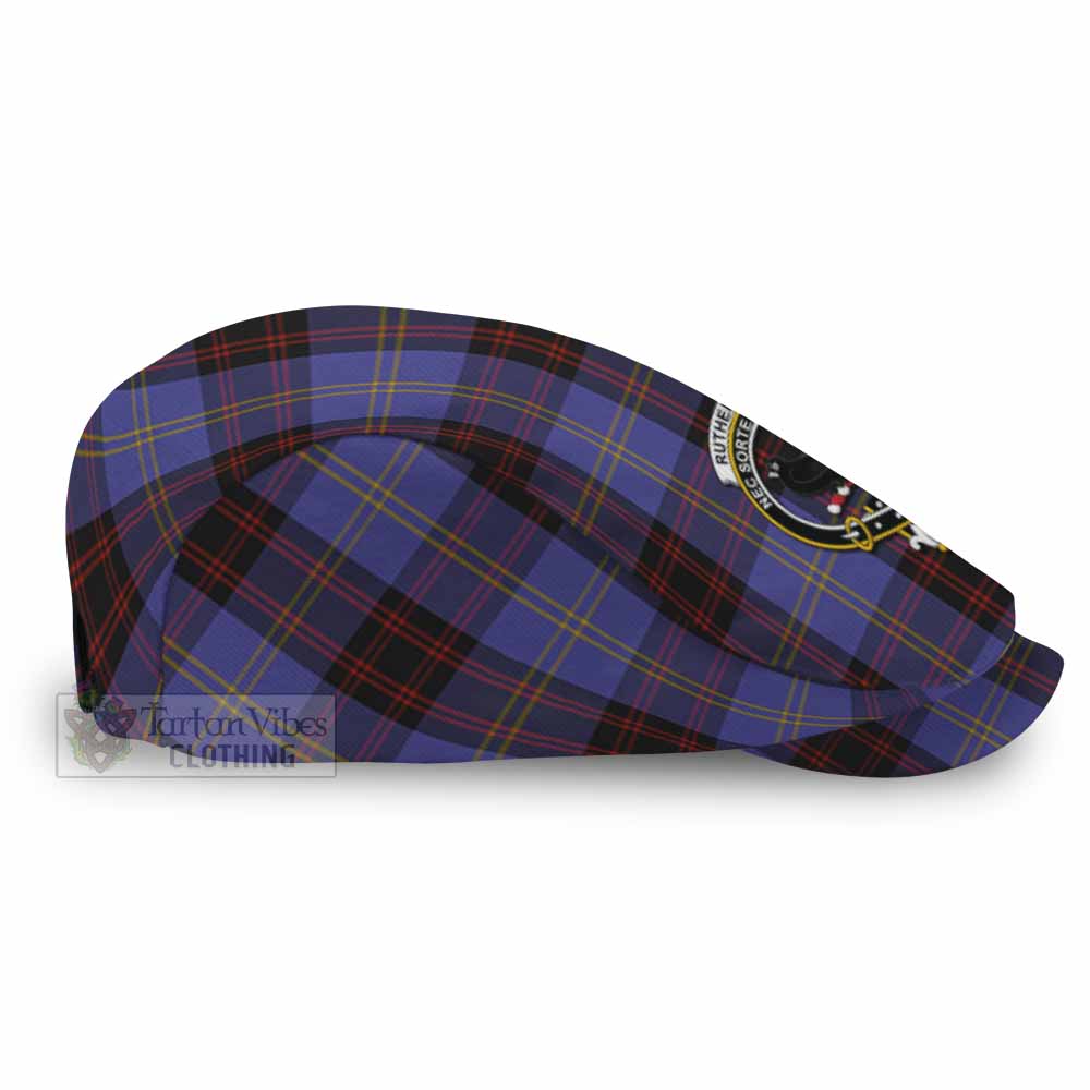 Rutherford Family Crest Tartan Jeff Cap, Tartan Flat Cap