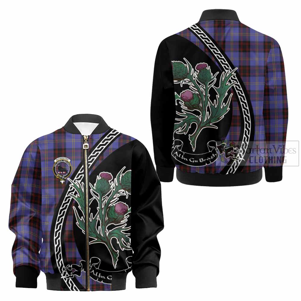 Rutherford Family Crest Tartan Kid Bomber Jacket Alba Thistle Inspired - Tartan Vibes Clothing