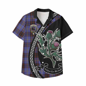 Rutherford Family Crest Tartan Kid Hawaiian Shirt Alba Thistle Inspired - Tartan Vibes Clothing