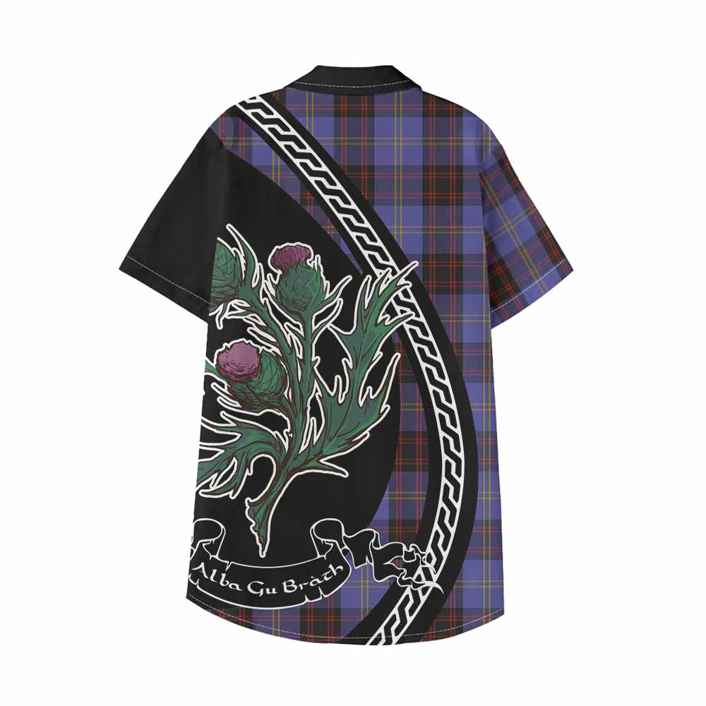 Rutherford Family Crest Tartan Kid Hawaiian Shirt Alba Thistle Inspired - Tartan Vibes Clothing