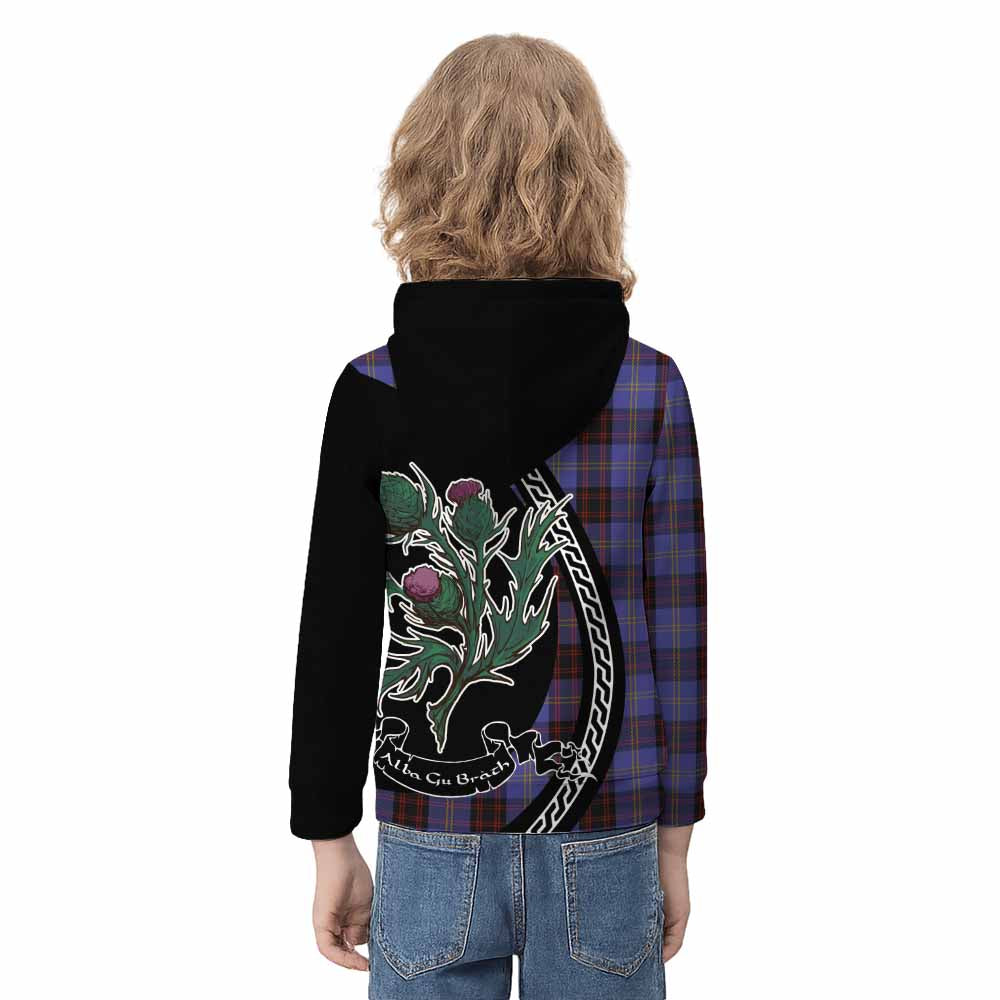 Rutherford Family Crest Tartan Kid Hoodie Alba Thistle Inspired - Tartan Vibes Clothing
