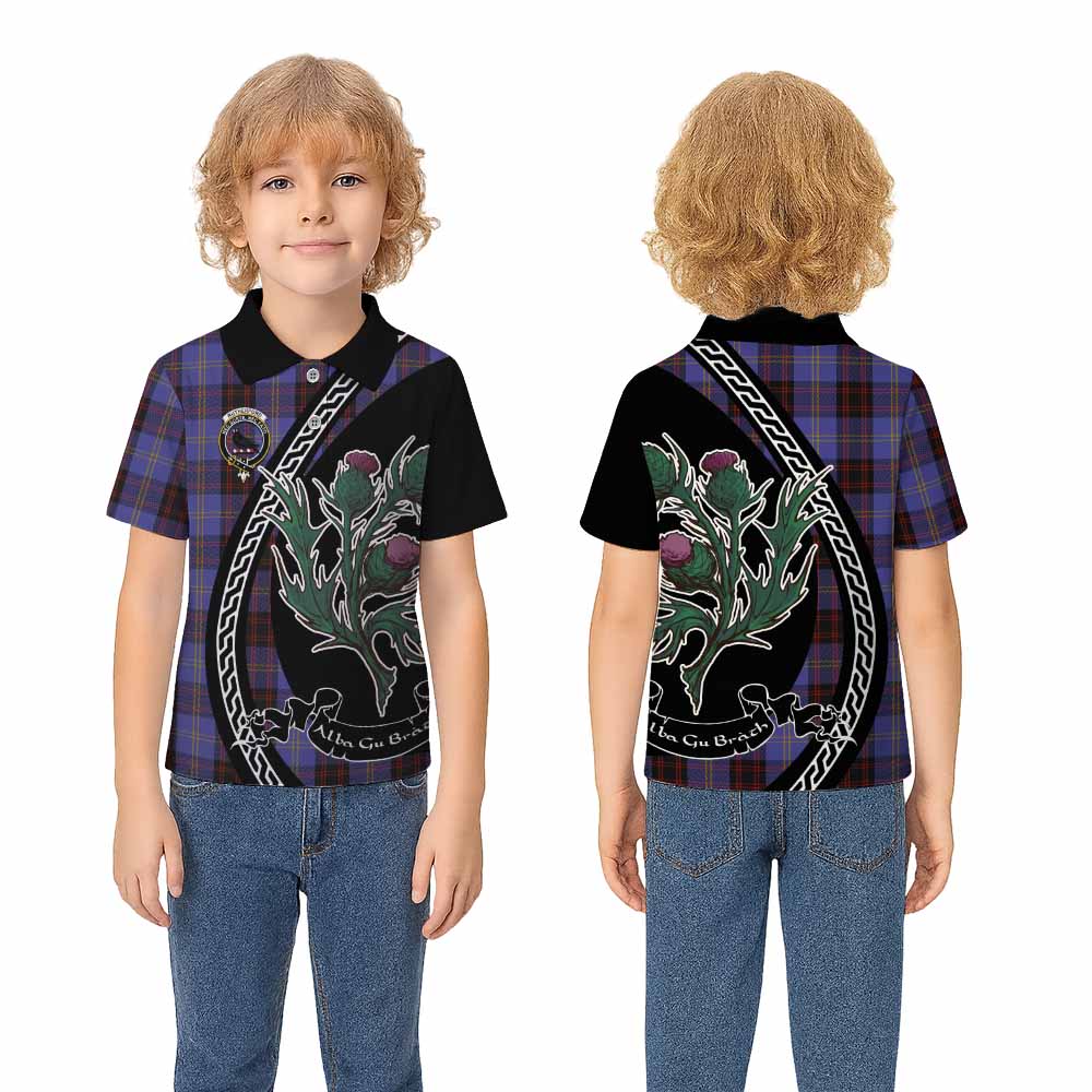Rutherford Family Crest Tartan Kid Polo Shirt Alba Thistle Inspired - Tartan Vibes Clothing