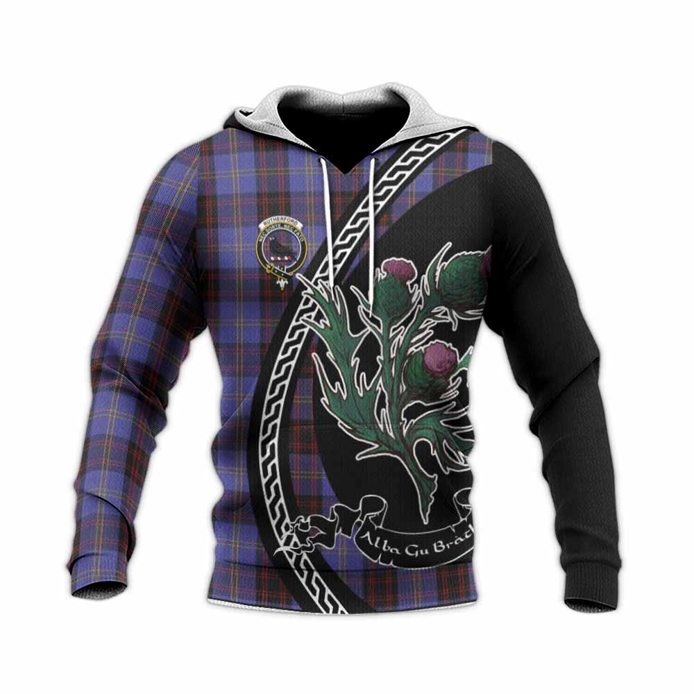 Rutherford Family Crest Tartan Knitted Hoodie Alba Thistle Inspired - Tartan Vibes Clothing