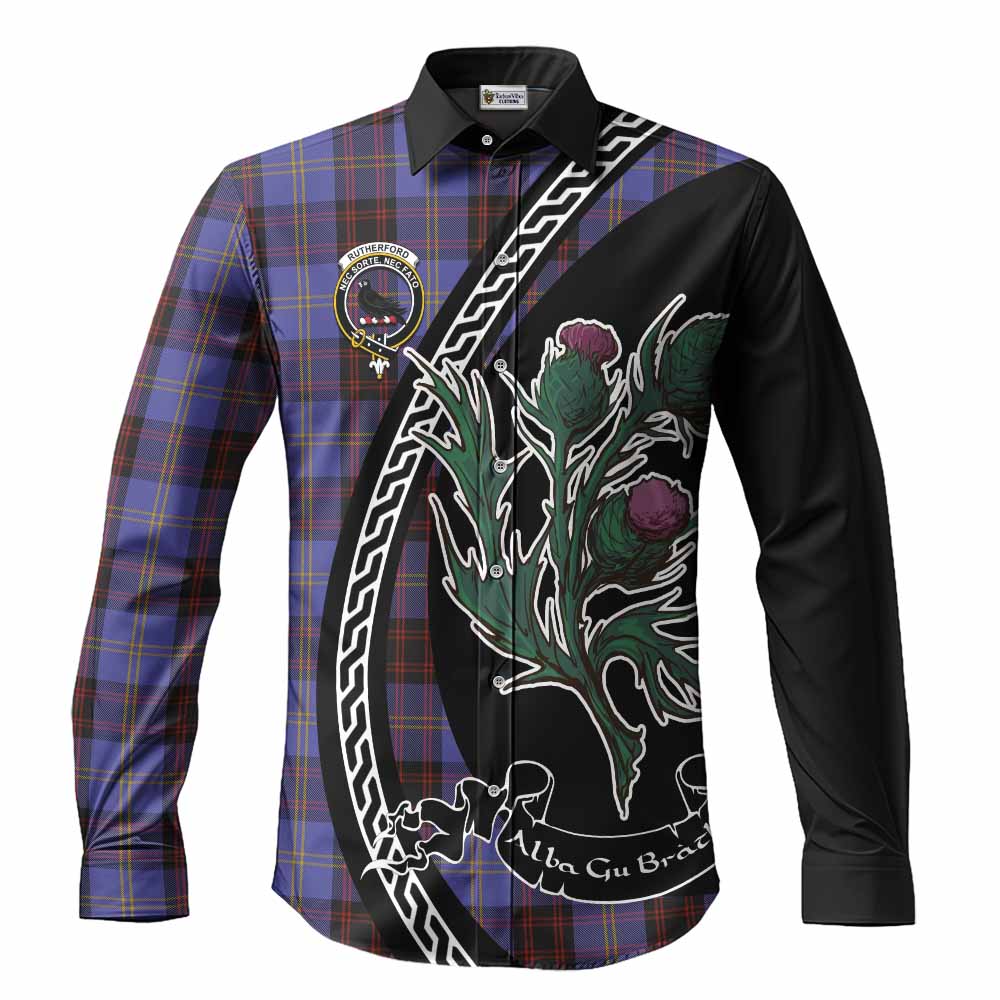 Rutherford Family Crest Tartan Long Sleeve Button Shirts Alba Thistle Inspired - Tartan Vibes Clothing