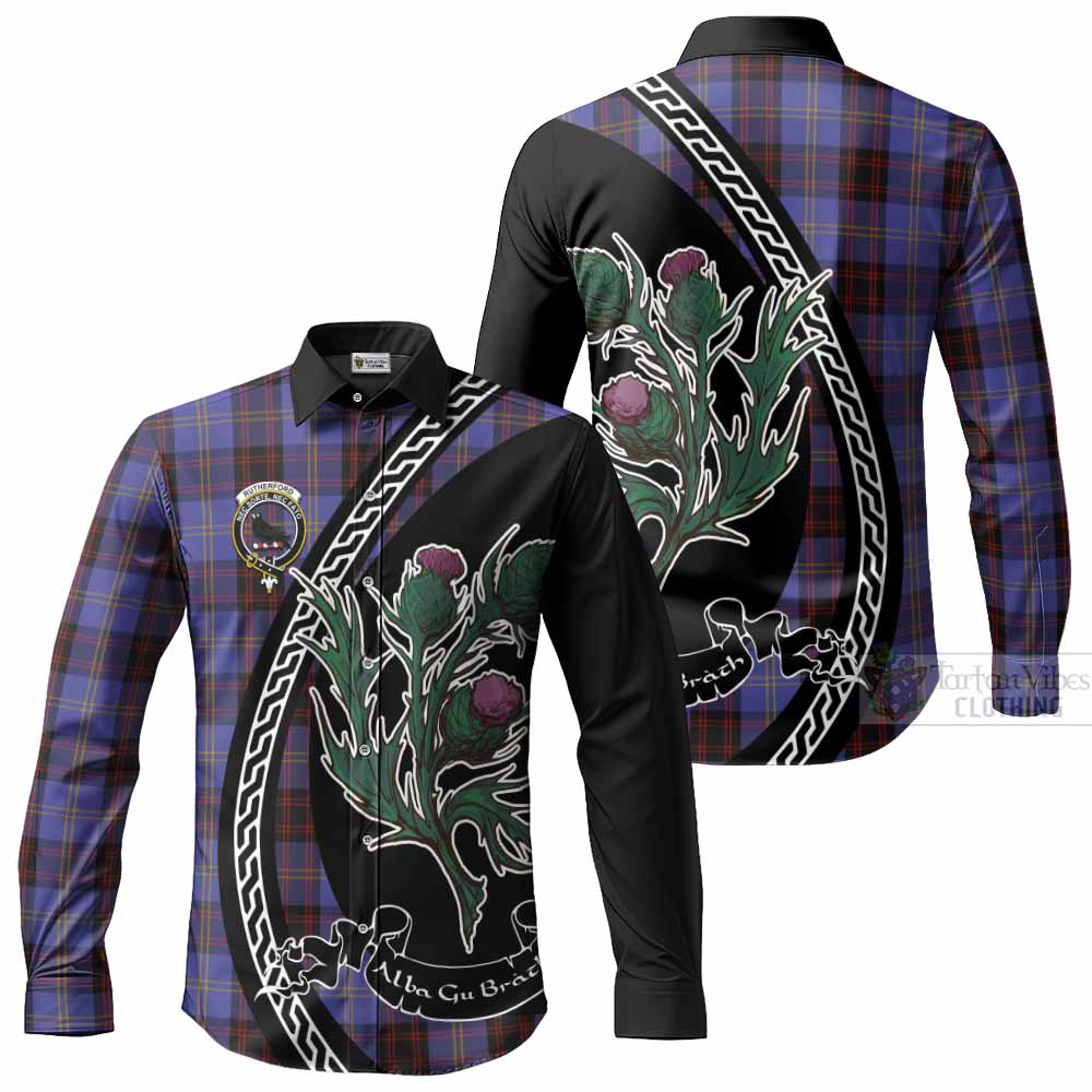 Rutherford Family Crest Tartan Long Sleeve Button Shirts Alba Thistle Inspired - Tartan Vibes Clothing