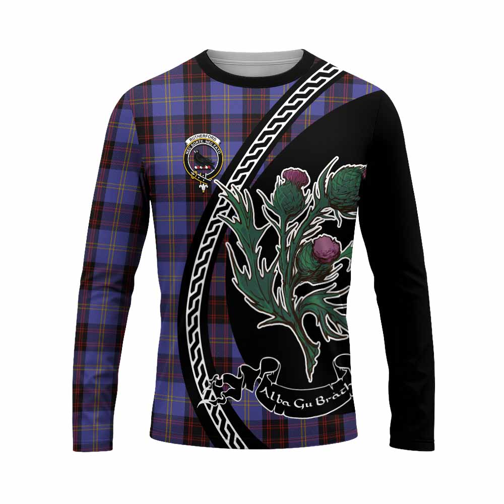 Rutherford Family Crest Tartan Long Sleeve T-Shirt Alba Thistle Inspired - Tartan Vibes Clothing