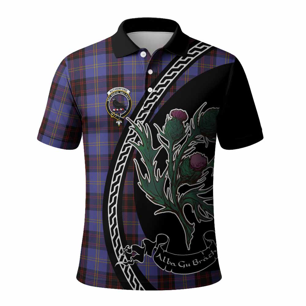 Rutherford Family Crest Tartan Polo Shirt Alba Thistle Inspired - Tartan Vibes Clothing