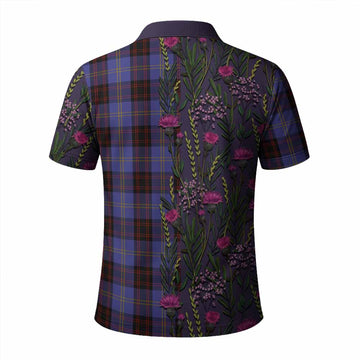 Rutherford Family Crest Tartan Polo Shirt Scottish Thistle Flower Pattern Half Style - Tartan Vibes Clothing