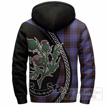 Rutherford Family Crest Tartan Sherpa Hoodie Alba Thistle Inspired