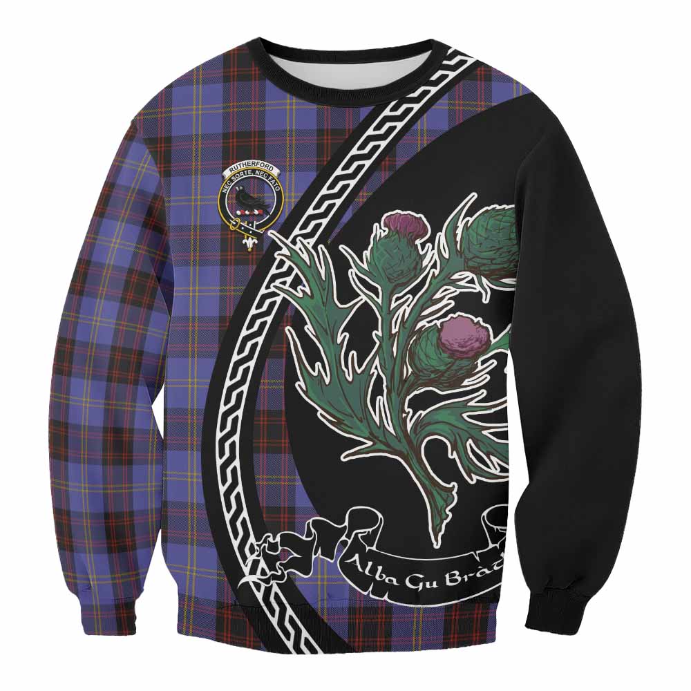 Rutherford Family Crest Tartan Sweatshirt Alba Thistle Inspired - Tartan Vibes Clothing