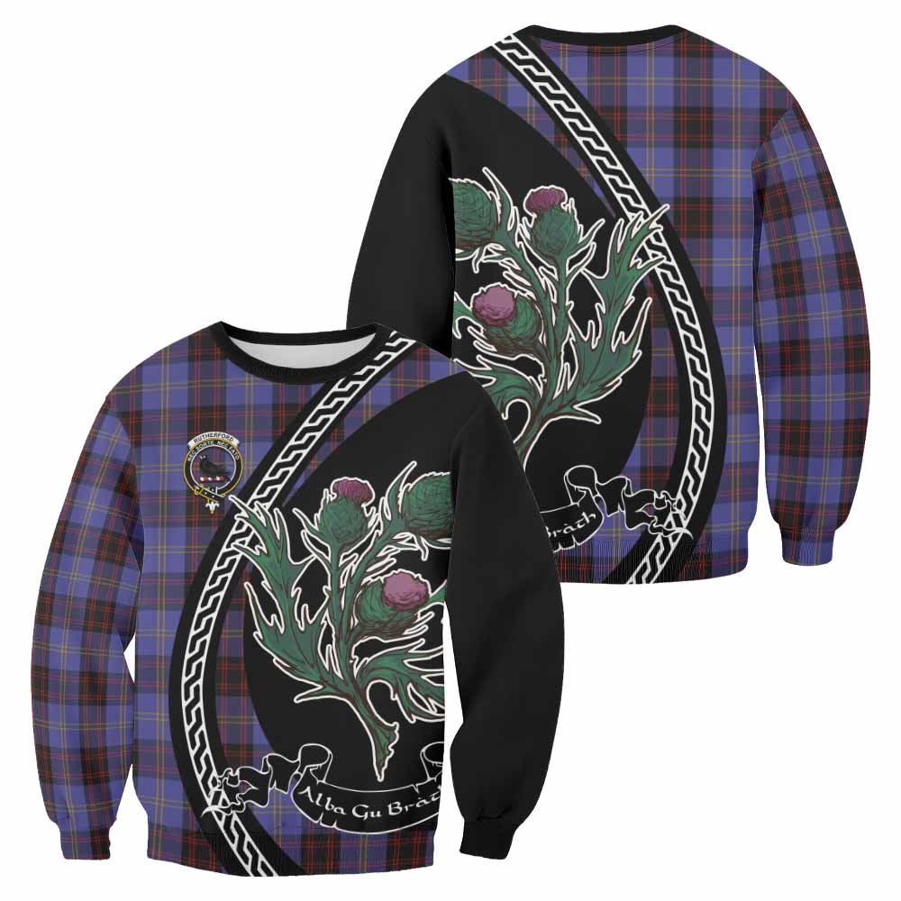Rutherford Family Crest Tartan Sweatshirt Alba Thistle Inspired - Tartan Vibes Clothing