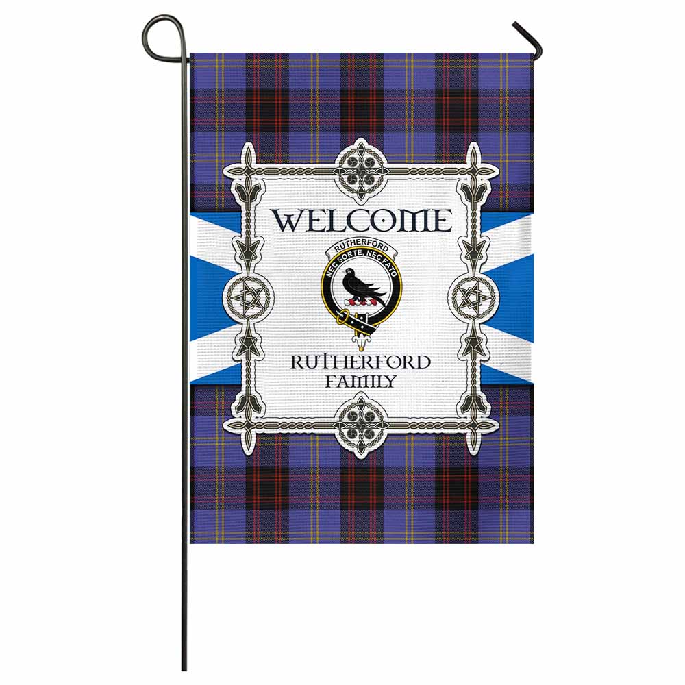 Rutherford Family Crest Tartan Welcome Garden Flag Saltire Harmony Style - Tartan Vibes Clothing