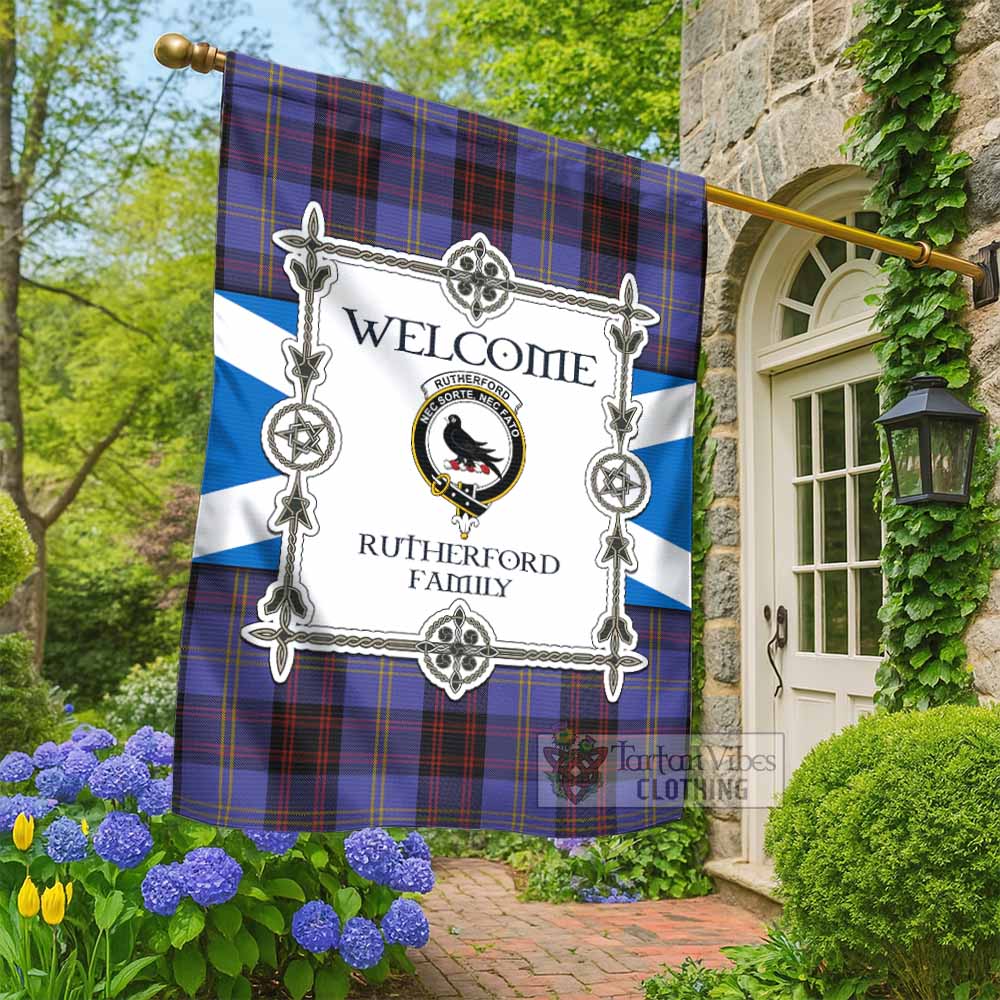 Rutherford Family Crest Tartan Welcome Garden Flag Saltire Harmony Style - Tartan Vibes Clothing