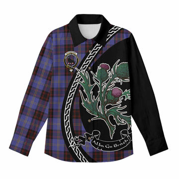 Rutherford Family Crest Tartan Women Casual Shirt Alba Thistle Inspired