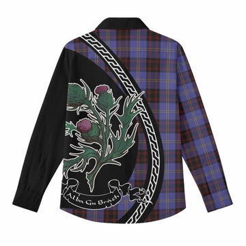 Rutherford Family Crest Tartan Women Casual Shirt Alba Thistle Inspired