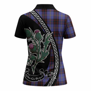 Rutherford Family Crest Tartan Women Polo Shirt Alba Thistle Inspired
