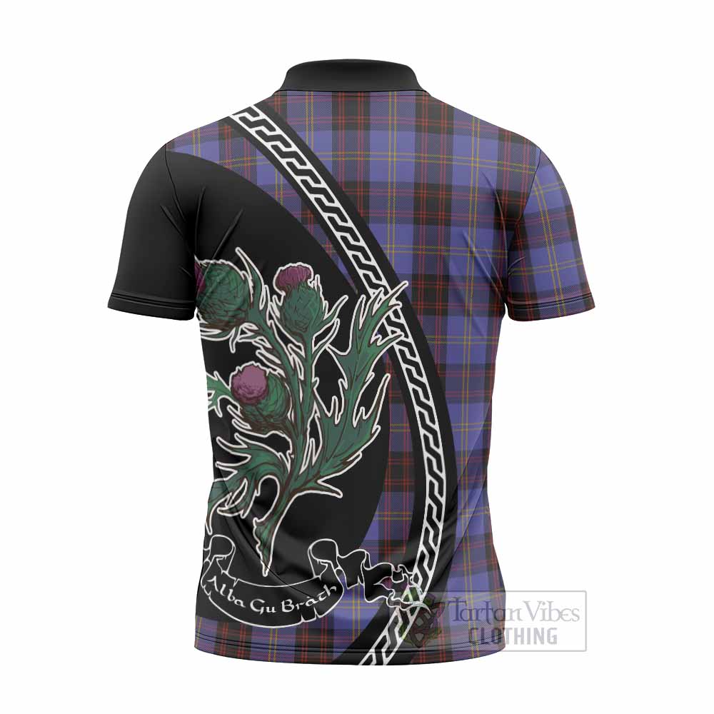 Rutherford Family Crest Tartan Zipper Polo Shirt Alba Thistle Inspired - Tartan Vibes Clothing