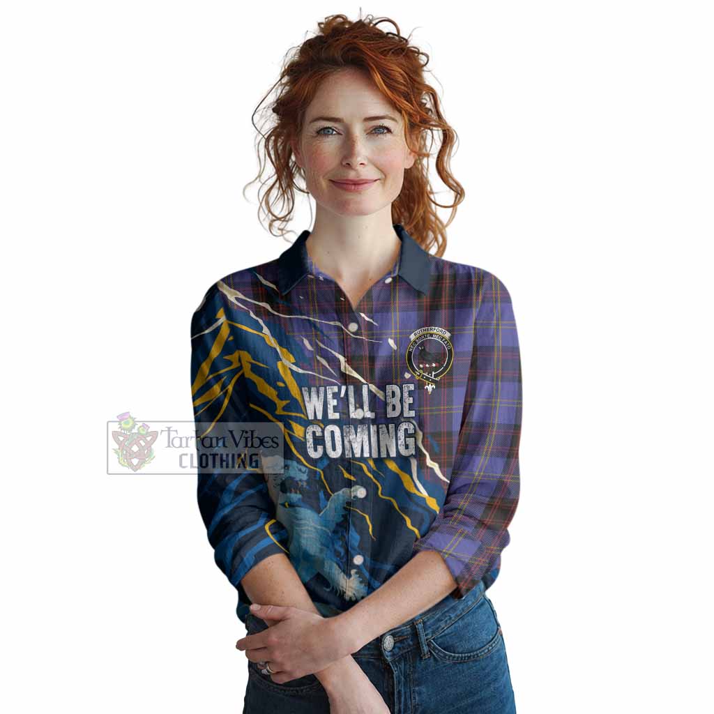 Rutherford Scotland Tartan Women Casual Shirt WC2026 Football - We'll Be Coming