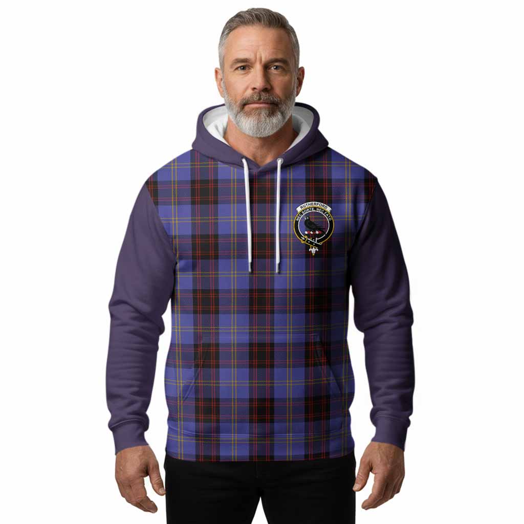 Rutherford Tartan Accent Hoodie with Family Crest