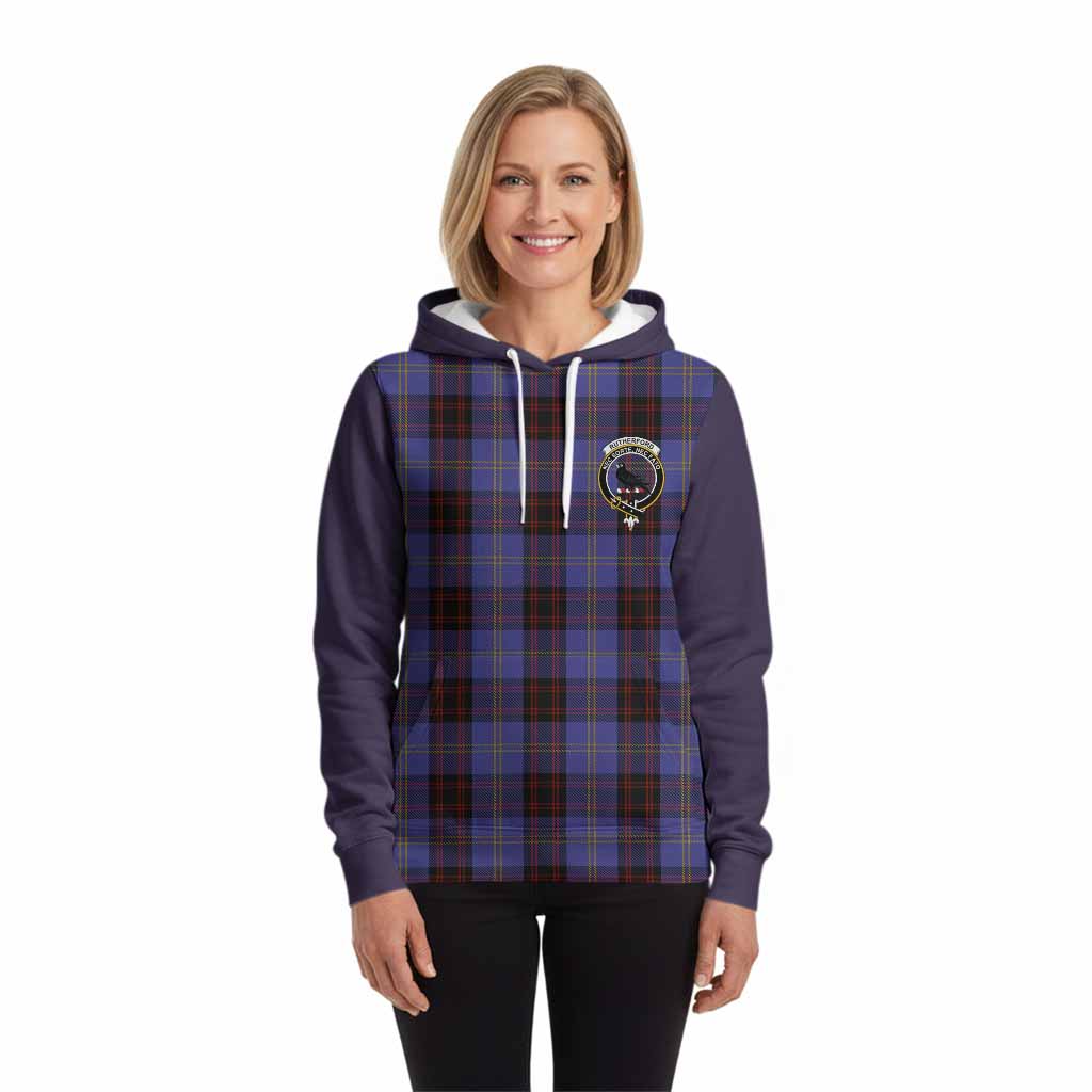 Rutherford Tartan Accent Hoodie with Family Crest