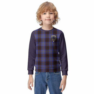 Rutherford Tartan Accent Kid Knitted Sweatshirt with Family Crest