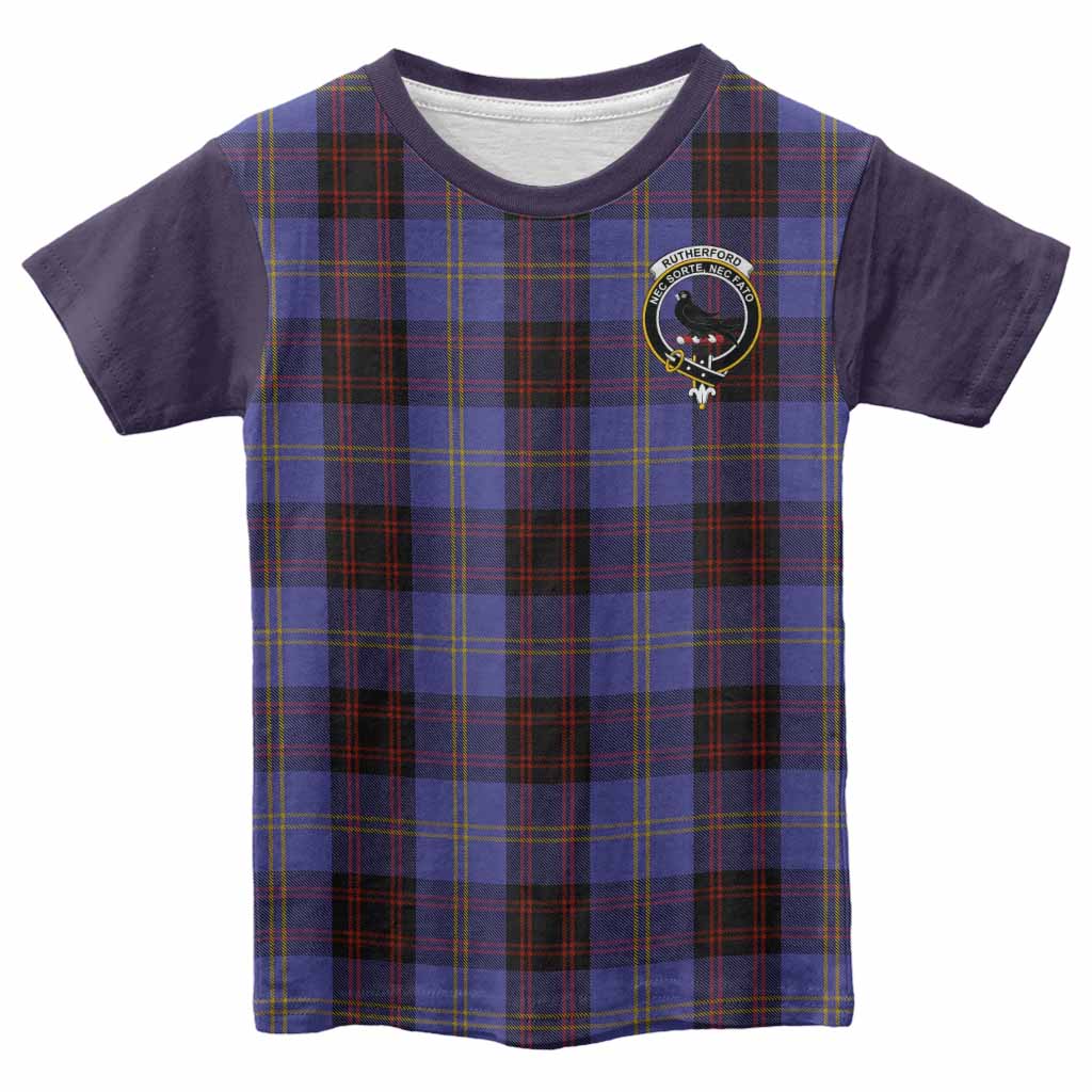 Rutherford Tartan Accent Kid T-shirt with Family Crest