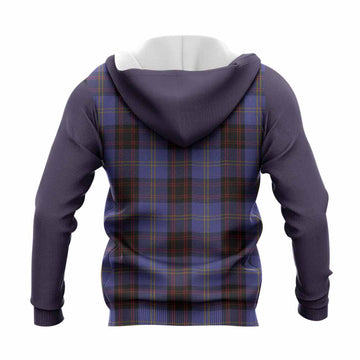 Rutherford Tartan Accent Knitted Hoodie with Family Crest