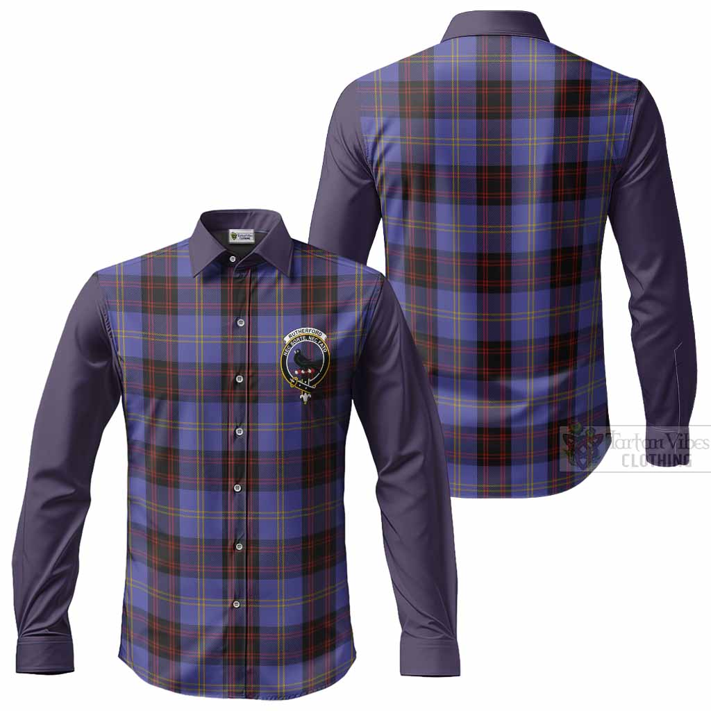 Rutherford Tartan Accent Long Sleeve Button Shirts with Family Crest
