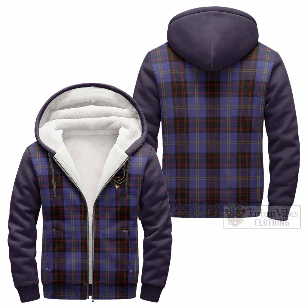 Rutherford Tartan Accent Sherpa Hoodie with Family Crest