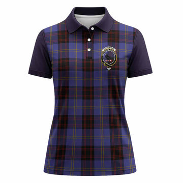 Rutherford Tartan Accent Women Polo Shirt with Family Crest