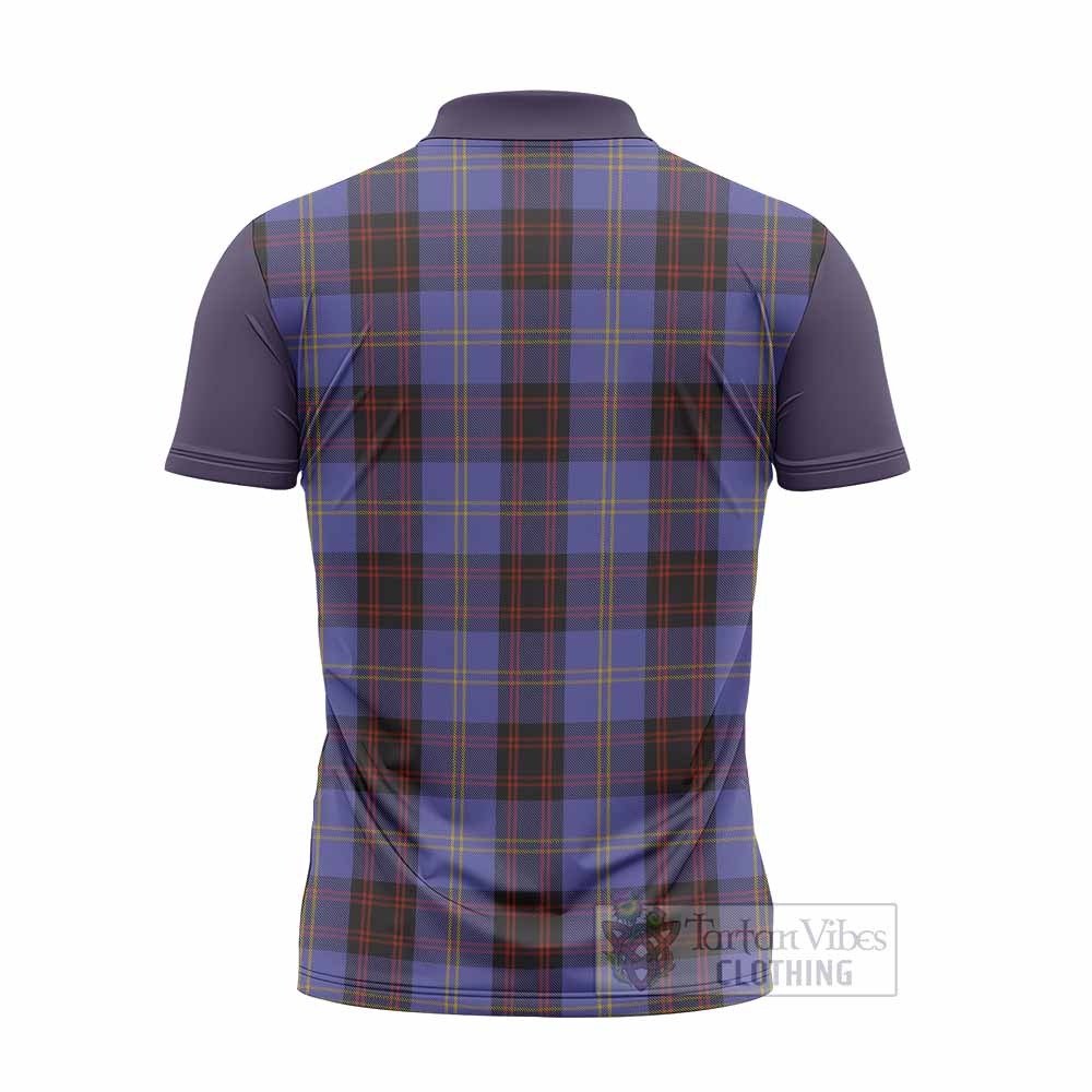 Rutherford Tartan Accent Zipper Polo Shirt with Family Crest