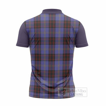 Rutherford Tartan Accent Zipper Polo Shirt with Family Crest