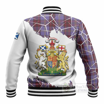 Rutherford Tartan Baseball Jacket with Family Crest and Lion Rampant Grunge Style