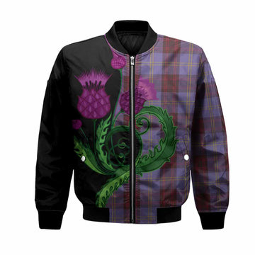 Rutherford Tartan Bomber Jacket Traditional Scottish Thistle