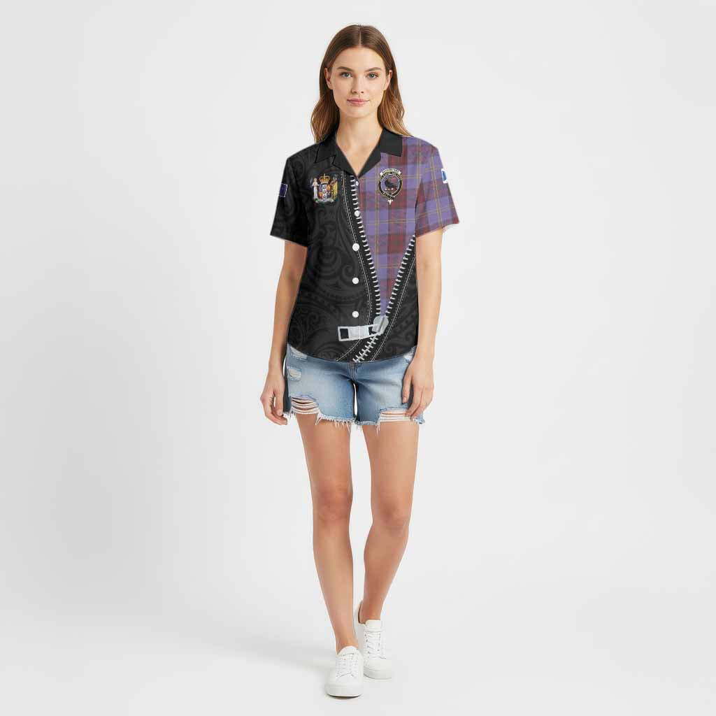 Rutherford Tartan Cotton Hawaiian Shirt New Zealand Pattern Unique Zipper Stylized