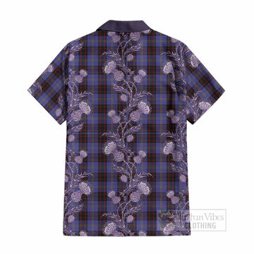 Rutherford Tartan Cotton Hawaiian Shirt Seamless Scottish Thistle Flowers