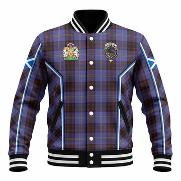 Rutherford Tartan Crest Baseball Jacket Scotland Coat of Arm Flag Style