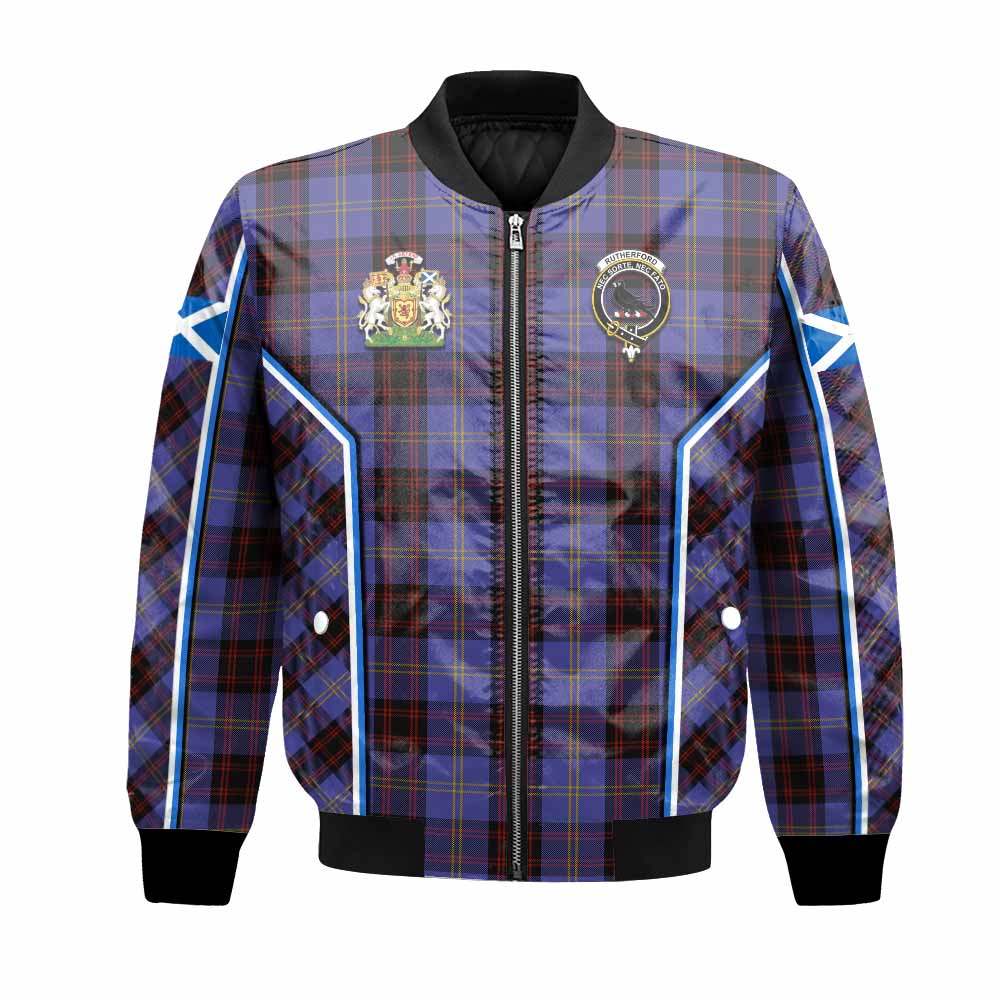 Rutherford Tartan Crest Bomber Jacket Scotland Coat of Arm Flag Style - Tartan Vibes Clothing